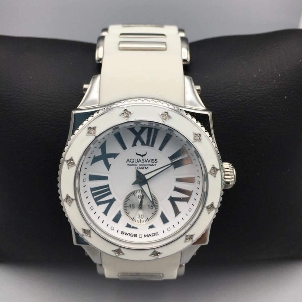 AQUASWISS Diamond Watch Aquaswiss Swissport L Watch NWT in Case
